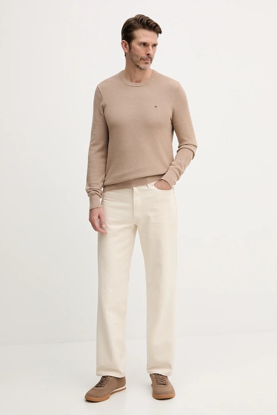 Хлопковый свитер Tommy Hilfiger MW0MW36347 бежевый NC25