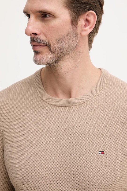 Хлопковый свитер Tommy Hilfiger бежевый MW0MW36347