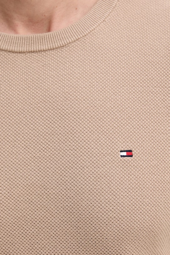 Хлопковый свитер Tommy Hilfiger MW0MW36347 бежевый
