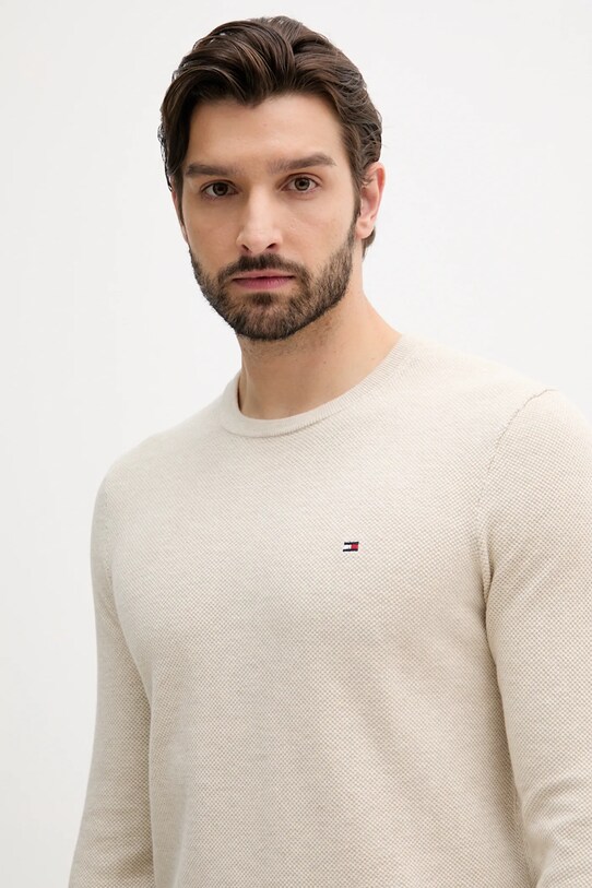 Tommy Hilfiger pulover de bumbac bej MW0MW36347