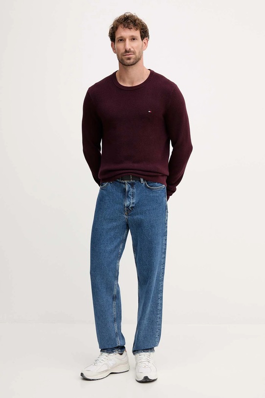 Βαμβακερό πουλόβερ Tommy Hilfiger MW0MW36347 μπορντό NC25