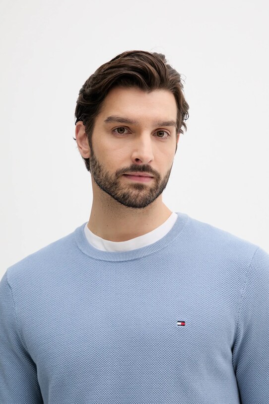 Tommy Hilfiger pulover de bumbac albastru MW0MW36347
