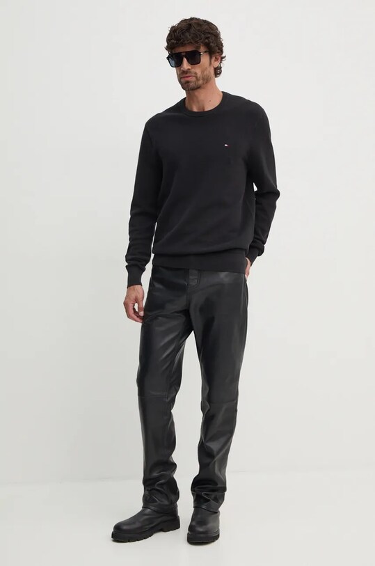 Хлопковый свитер Tommy Hilfiger MW0MW36347 чёрный SS25