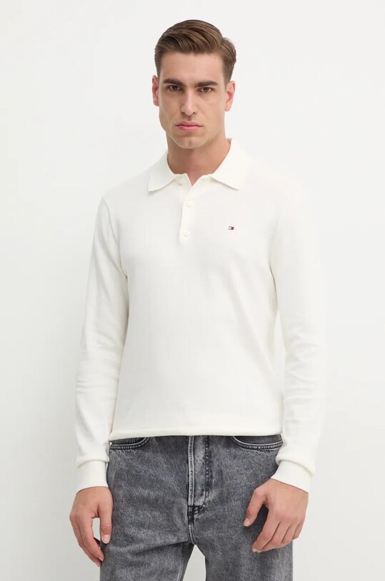 Tommy Hilfiger sweter z domieszką kaszmiru zapinany beżowy MW0MW36519
