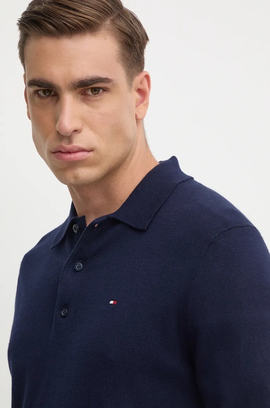 Pulover s dodatkom kašmira Tommy Hilfiger mornarsko plava MW0MW36519