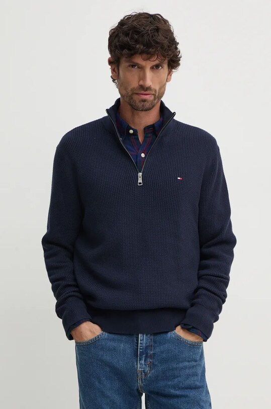 Bavlnený sveter Tommy Hilfiger bavlna tmavomodrá MW0MW36527