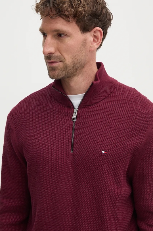 Bavlněný svetr Tommy Hilfiger burgundské MW0MW36527