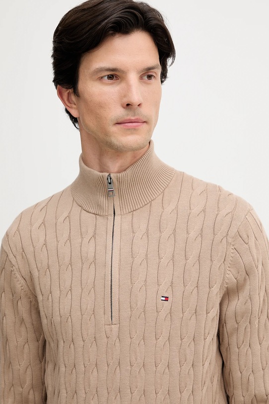 Pamučni pulover Tommy Hilfiger bež MW0MW36532