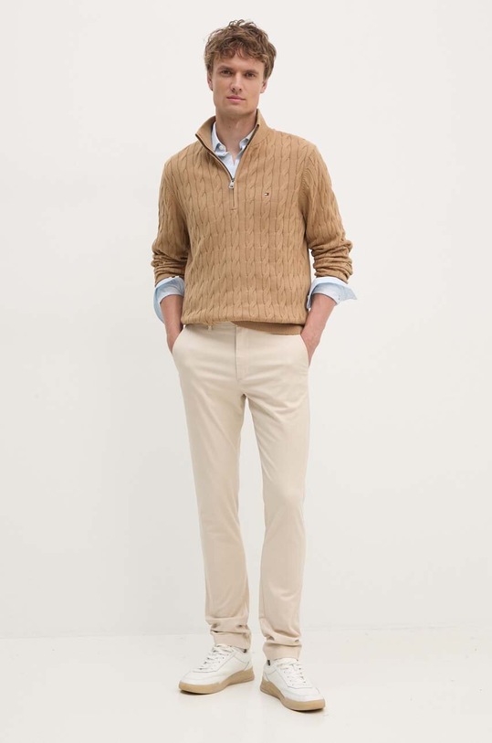 Βαμβακερό πουλόβερ Tommy Hilfiger MW0MW36532 μπεζ AW24