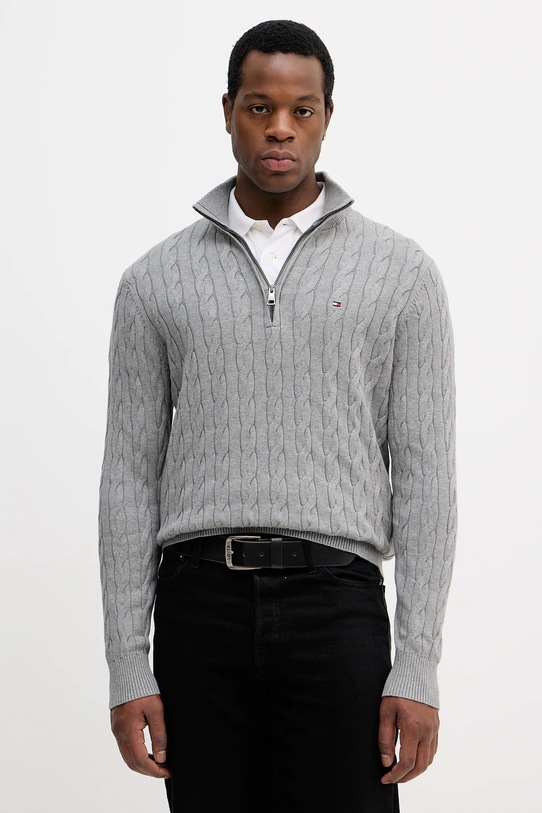 Памучен пуловер Tommy Hilfiger памук сив MW0MW36532