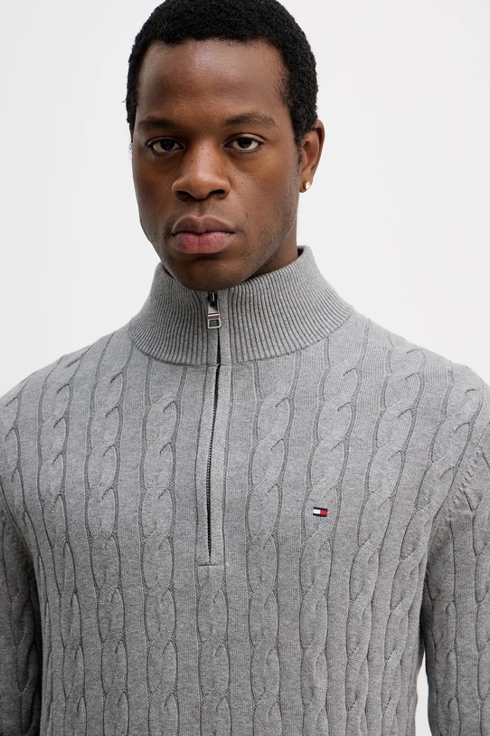 Памучен пуловер Tommy Hilfiger сив MW0MW36532