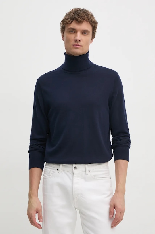 Вовняний светр Tommy Hilfiger тонкий темно-синій MW0MW36537