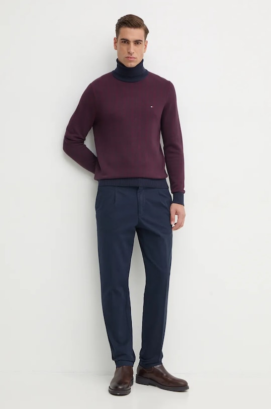 Bavlněný svetr Tommy Hilfiger MW0MW37023 burgundské AW24
