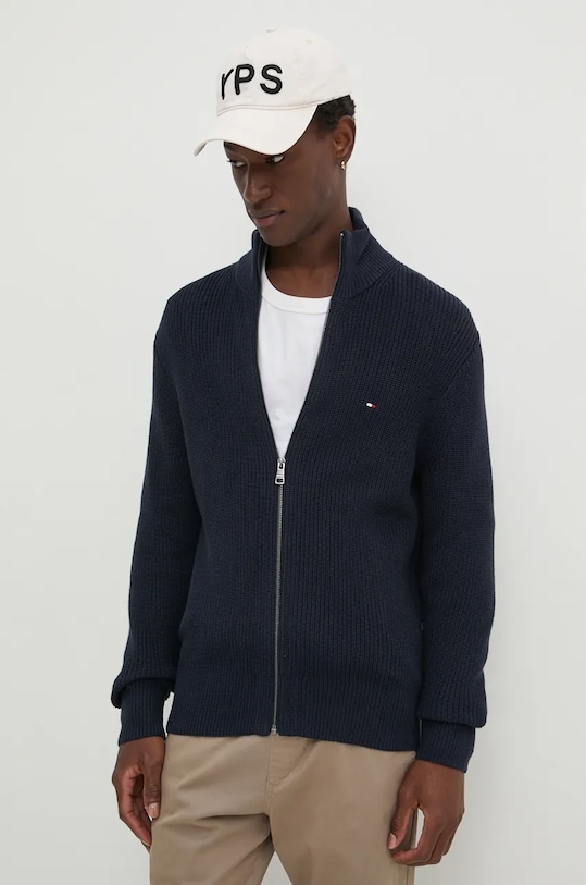 Tommy Hilfiger cardigan din bumbac uni bleumarin MW0MW37327