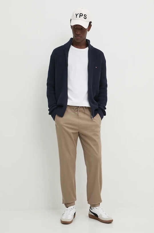 Tommy Hilfiger cardigan din bumbac MW0MW37327 bleumarin AW24