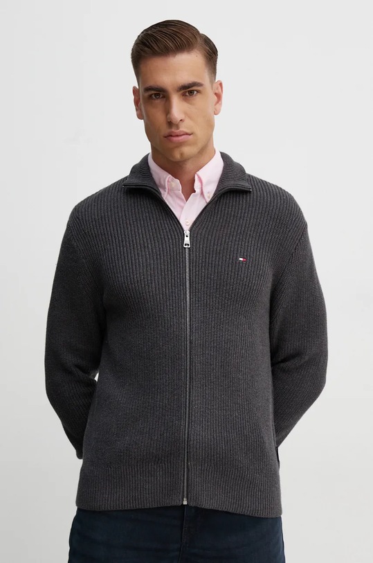 Tommy Hilfiger kardigan bawełniany bawełna szary MW0MW37327