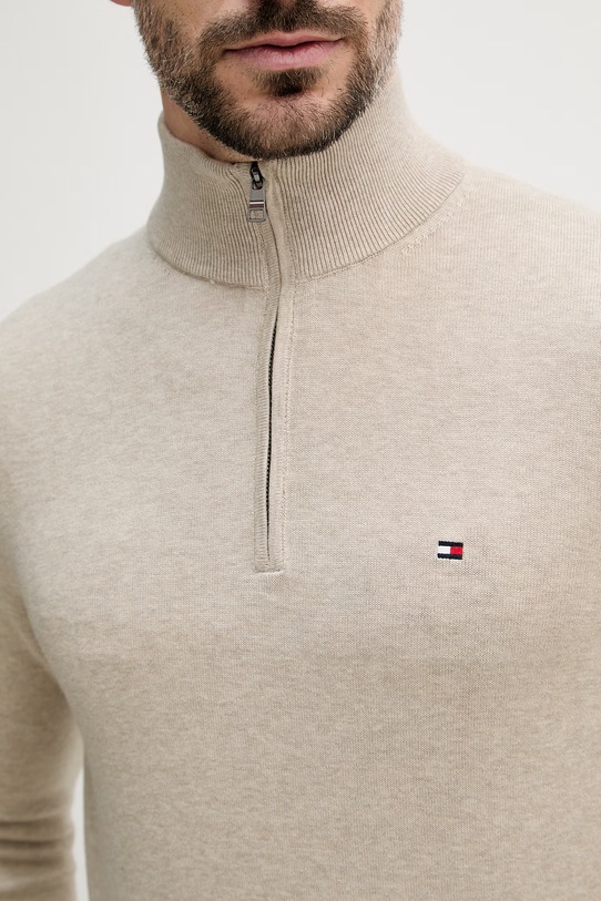 Tommy Hilfiger πουλόβερ ανδρικό βαμβακερό MW0MW37331 μπεζ