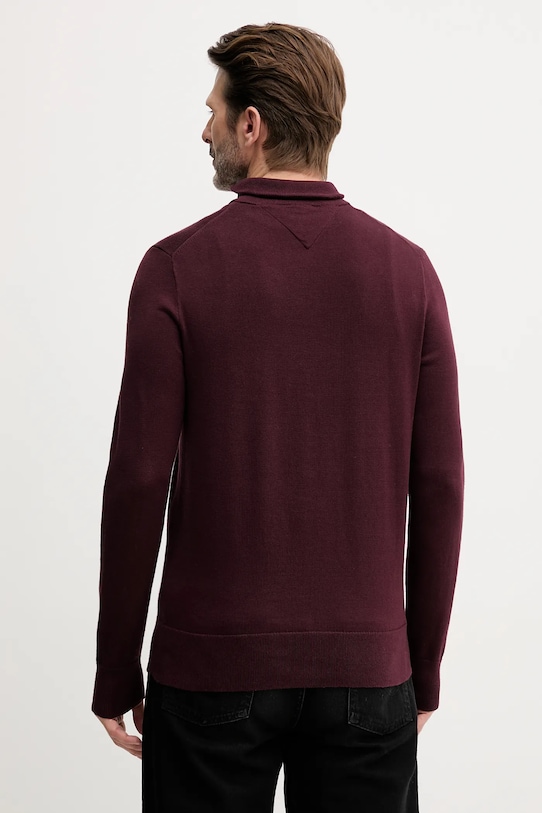Odzież Tommy Hilfiger sweter bawełniany MW0MW37331 bordowy
