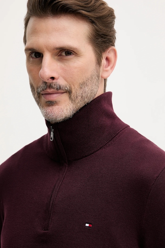 Tommy Hilfiger sweter bawełniany bordowy MW0MW37331