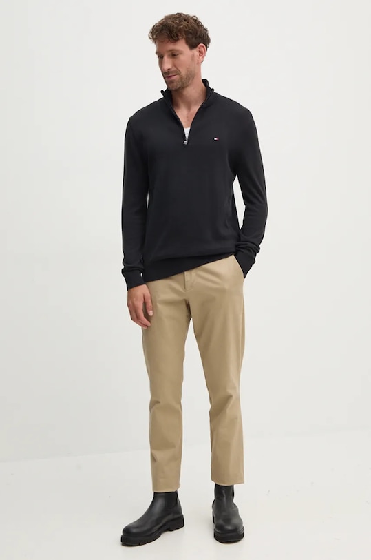 Tommy Hilfiger pulover de bumbac MW0MW37331 negru AW25