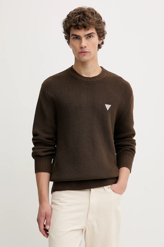 Pamučni pulover Guess Jeans pamuk smeđa M4BR30.Z3HM1