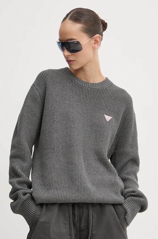 Bavlněný svetr Guess Jeans kulatý šedá M4BR30.Z3HM1