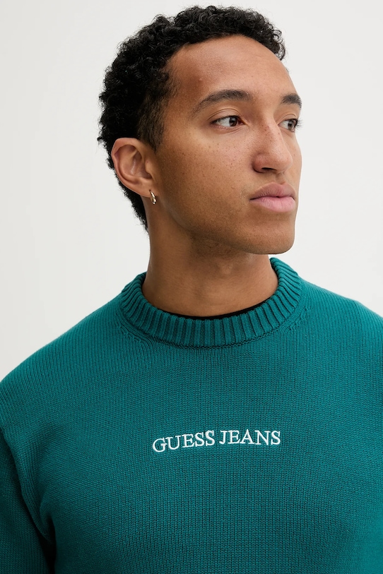 Guess Jeans sweter bawełniany turkusowy M4BR31.Z3HM1