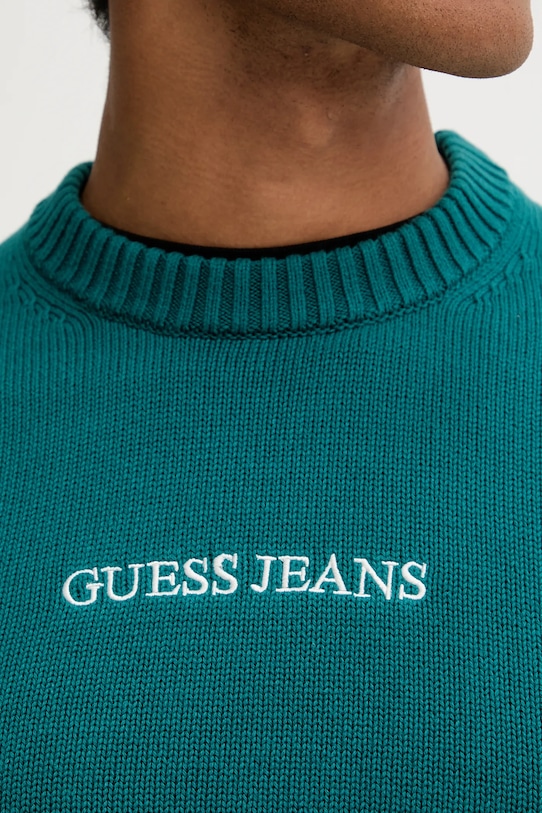 Guess Jeans sweter bawełniany M4BR31.Z3HM1 turkusowy