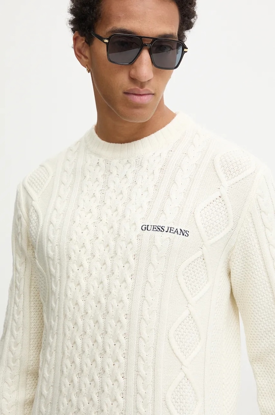 Пуловер с вълна Guess Jeans бежов M4BR34.Z3HN2