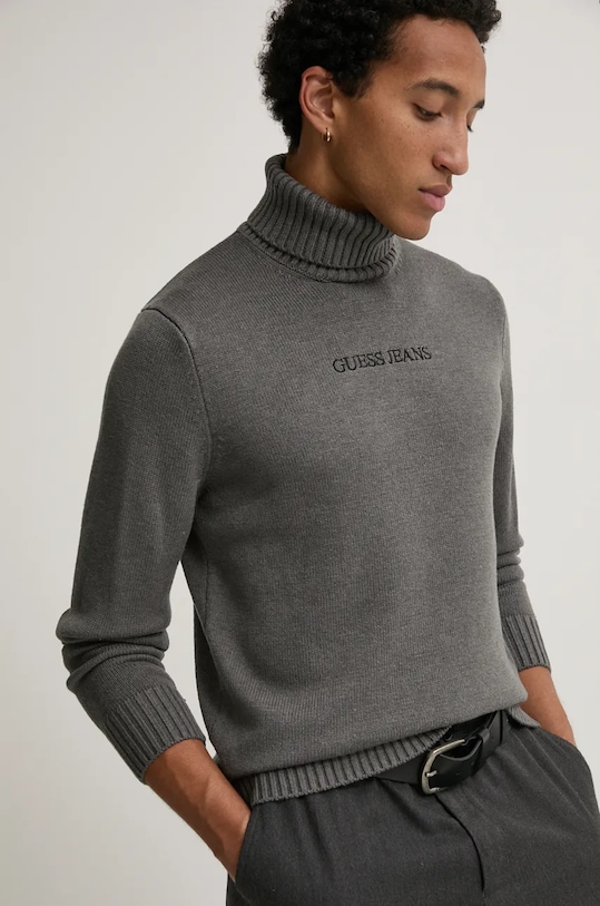 Svetr z vlněné směsi Guess Jeans rolák šedá M4BR35.Z3HN2