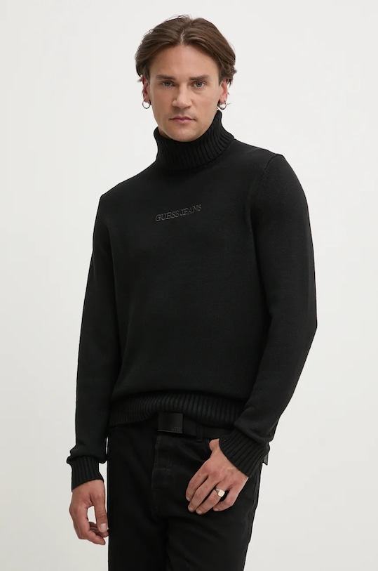 Svetr z vlněné směsi Guess Jeans rolák černá M4BR35.Z3HN2