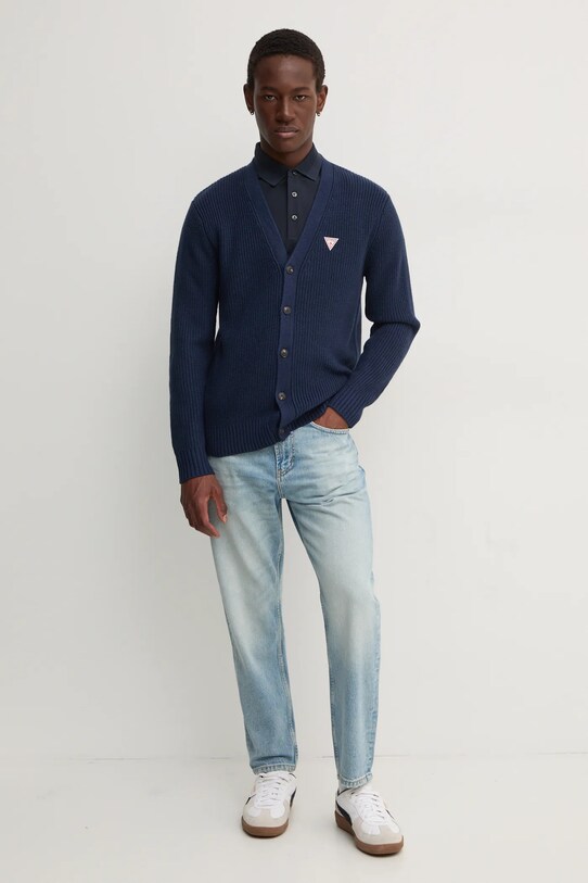 Guess Jeans kardigan z domieszką wełny M4BR36.Z3HN2 granatowy AW24