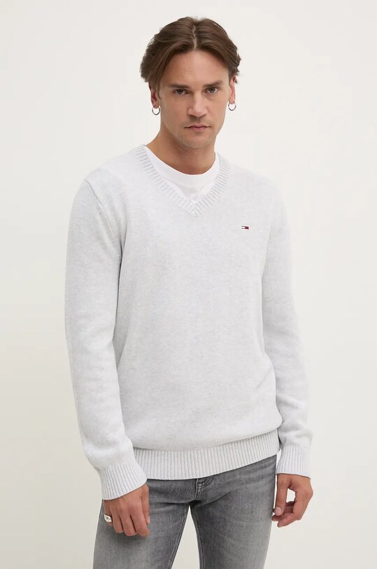 Tommy Jeans pulover de bumbac grosime medie gri DM0DM19429