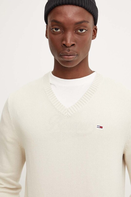 Бавовняний светр Tommy Jeans бежевий DM0DM19429