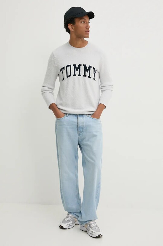 Tommy Jeans gyapjúkeverék pulóver DM0DM19439 szürke AW24