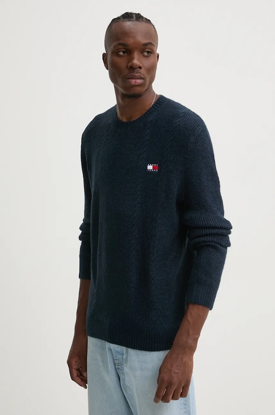 Svetr Tommy Jeans kulatý námořnická modř DM0DM19440