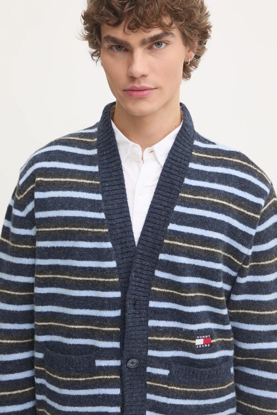 Кардиган с примесью шерсти Tommy Jeans тёмно-синий DM0DM20606