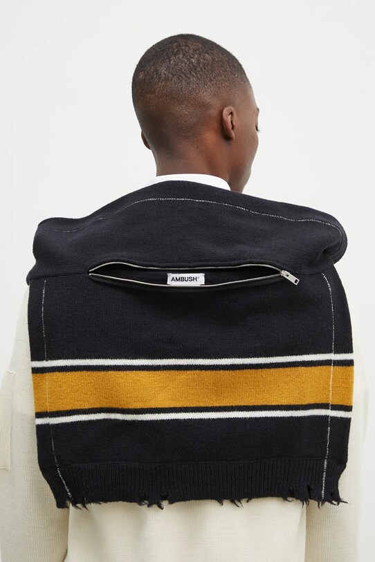 Вовняний шарф AMBUSH Knit Sweater Scarf BMMA002F24KNI0011010 темно-синій AW24