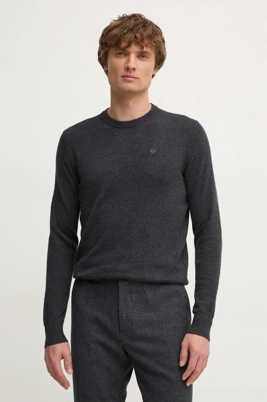 Svetr z vlněné směsi North Sails kulatý šedá 699773
