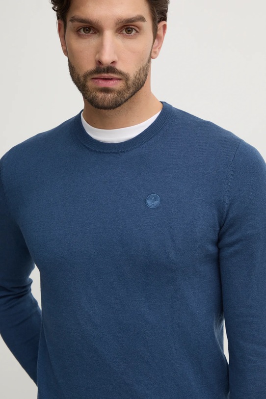 North Sails sweter z domieszką wełny okrągły niebieski 699773