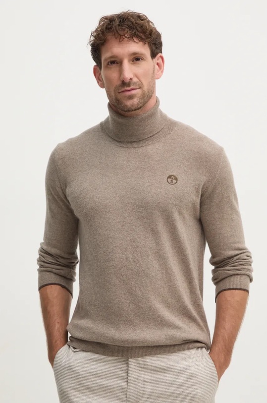 Svetr z vlněné směsi North Sails kulatý béžová 699777