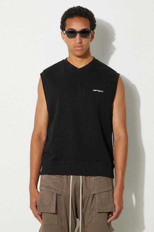 Carhartt WIP kamizelka bawełniana Script bawełna czarny I033907.0D2XX
