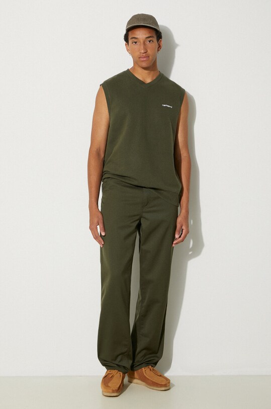 Carhartt WIP kamizelka bawełniana Script V-Neck Vest Sweat I033907.2DTXX zielony AW24