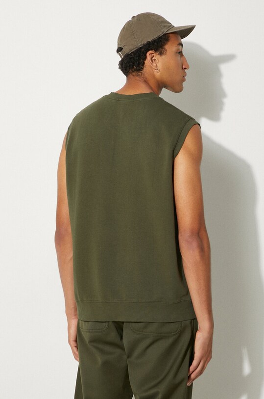 Odzież Carhartt WIP kamizelka bawełniana Script V-Neck Vest Sweat I033907.2DTXX zielony