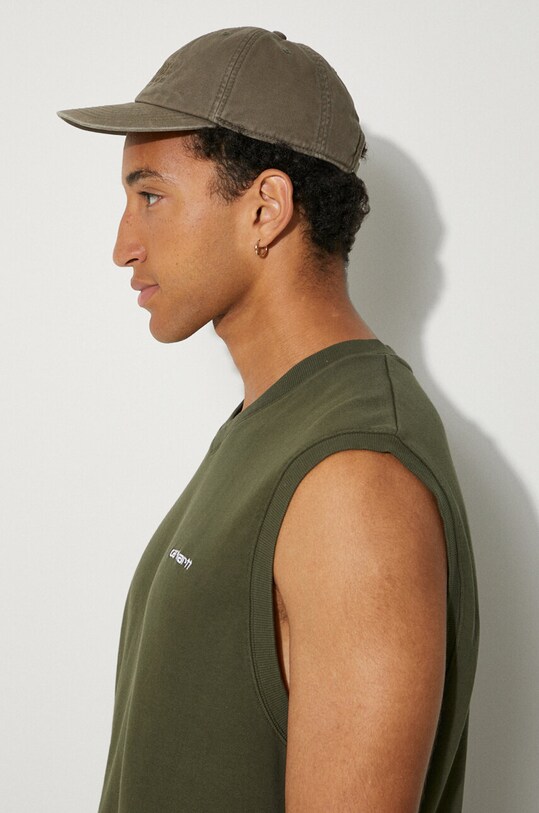 Carhartt WIP kamizelka bawełniana Script V-Neck Vest Sweat I033907.2DTXX zielony