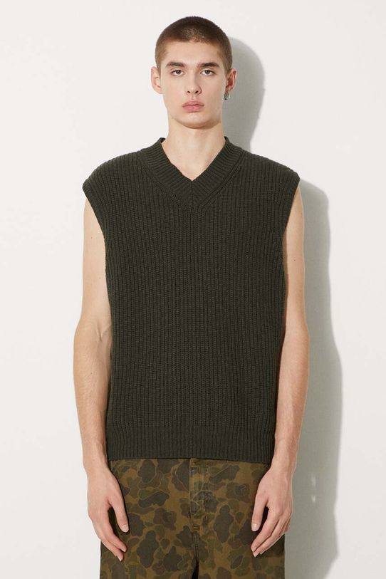 Vlněná vesta Carhartt WIP Marlon Vest Sweater hladký zelená I033909.666XX