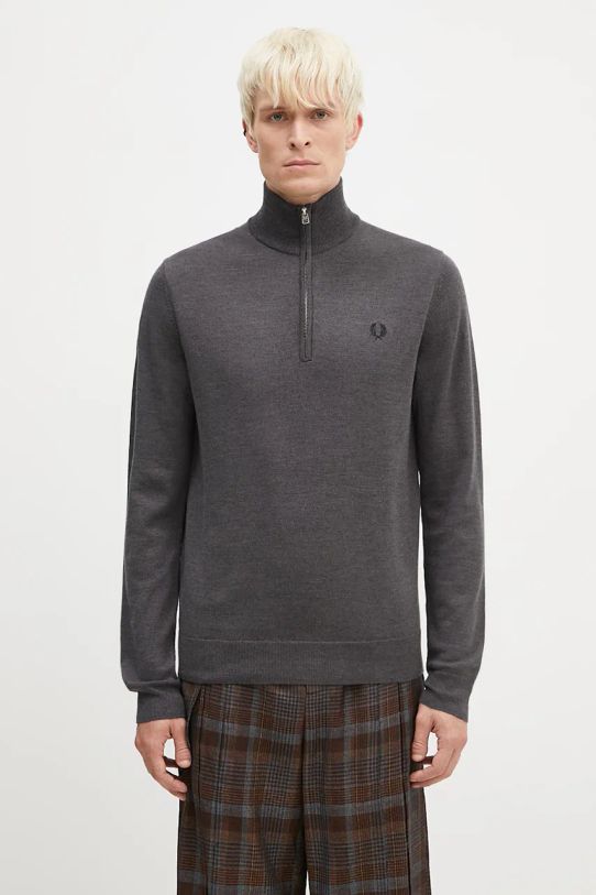 Вовняний светр Fred Perry Classic Half Zip Jumper вовна сірий K7624.R85