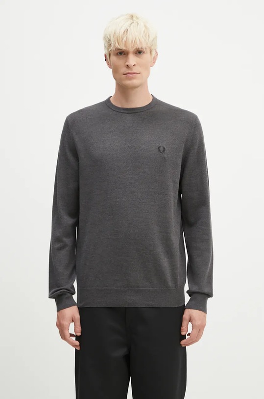 Fred Perry woolen jumper Classic Crew Neck Jumper fine-knit gray K9601.R85