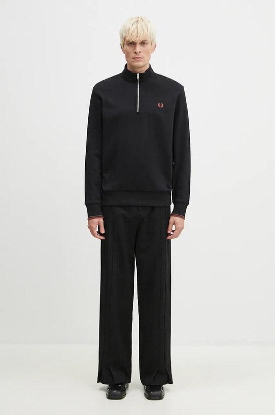 Pamučna dukserica Fred Perry Half Zip Sweatshirt M3574.X56 crna
