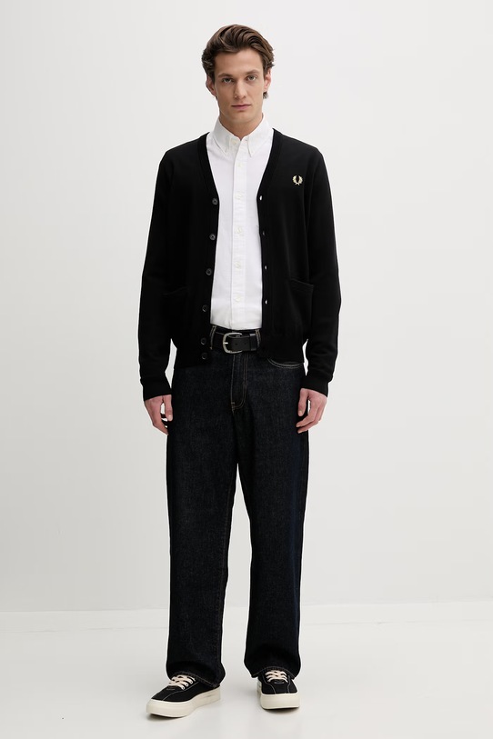 Fred Perry kardigan z wełną Classic Cardigan K9551.198 czarny SS26